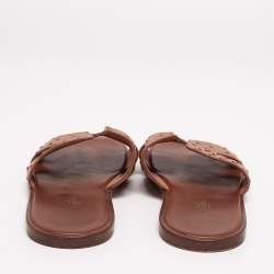 Pre Owned Hermes Brown Ostrich Izmir Sandals Size 42