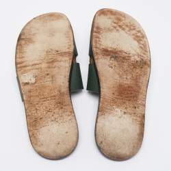 Pre Owned Hermes Green Leather Izmir Flat Sandals Size 43