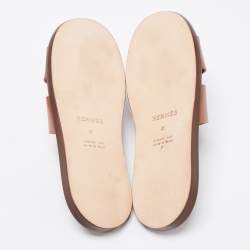 Pre Owned Hermes Brown Leather izmir Sandals Size 41