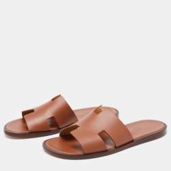 Pre Owned Hermes Brown Leather izmir Sandals Size 41