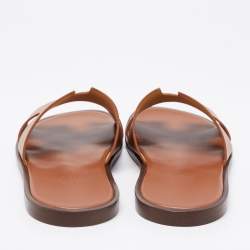 Pre Owned Hermes Brown Leather izmir Sandals Size 41