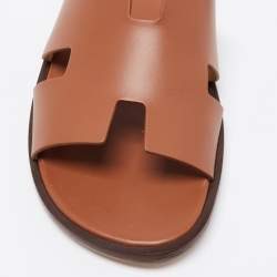 Pre Owned Hermes Brown Leather izmir Sandals Size 41