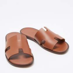 Pre Owned Hermes Brown Leather izmir Sandals Size 41