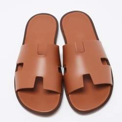 Pre Owned Hermes Brown Leather izmir Sandals Size 41