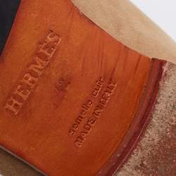 Hermes Brown Suede H Logo Slip On Loafers Size 42 