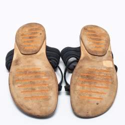 Pre Owned Hermes Black Suede Ring Toe Flat Sandals Size 41