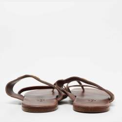 Hermes Brown Suede  Ring Toe Flat Sandals Size 41