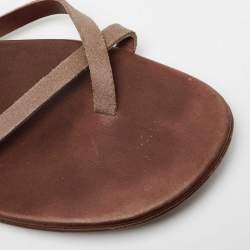 Hermes Brown Suede  Ring Toe Flat Sandals Size 41