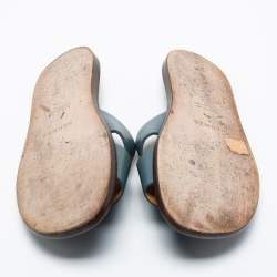 Pre Owned Hermes Grey Leather Izmir Flat Sandals Size 42