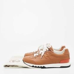 Hermes Tan Leather H Logo Low-Top Sneakers Size 42