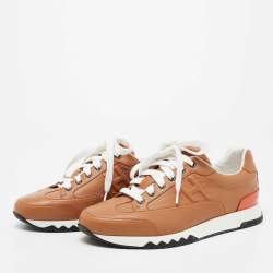 Hermes Tan Leather H Logo Low-Top Sneakers Size 42