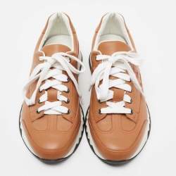 Hermes Tan Leather H Logo Low-Top Sneakers Size 42