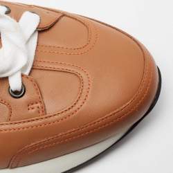 Hermes Tan Leather H Logo Low-Top Sneakers Size 42