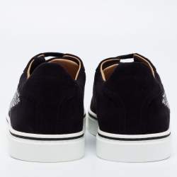 Hermes Black Suede Wing Embroidered Low Top Sneakers Size 41