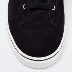 Hermes Black Suede Wing Embroidered Low Top Sneakers Size 41