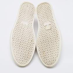 Hermes White/Orange Leather Quicker Low-Top Sneakers Size 41.5