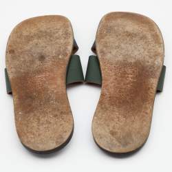 Hermes Blue/Green Leather Izmir Flat Slides Size 47