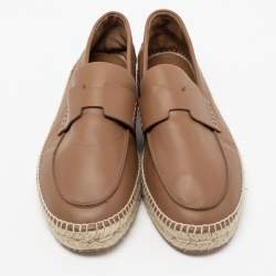 Hermes Brown Leather Trip Espadrilles Size 43