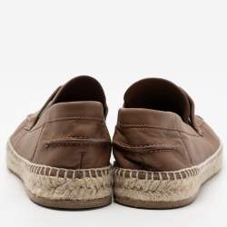 Hermes Brown Leather Trip Espadrilles Size 43