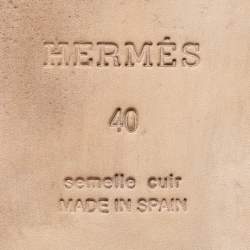 Hermes Tan Leather Antigua Espadrille Flat Slides Size 40