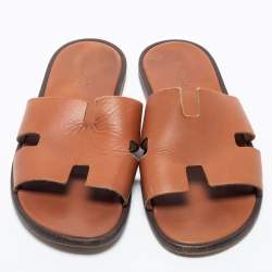 Pre Owned Hermes Brown Leather Izmir Sandals Size 42 