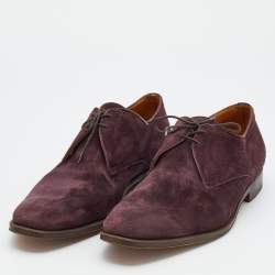 Hermes Plum Suede Lace Up Derby Size 44