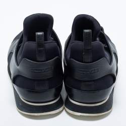 Pre Owned Hermes Black Leather And Neoprene Team Sneakers Size 42