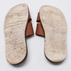 Hermes Brown Leather Izmir Slides Size 43
