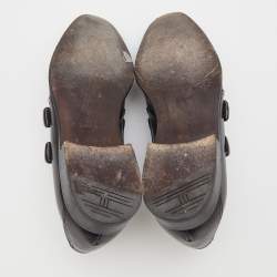 Hermes Black Leather Double Monk Strap Loafers Size 41.5