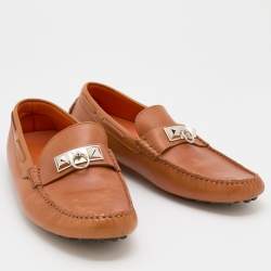Hermes Tan Leather Irving Loafers Size 41