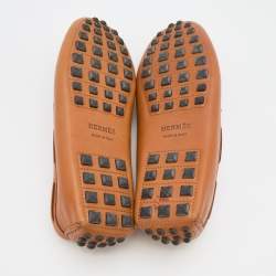 Hermes Tan Leather Irving Loafers Size 41
