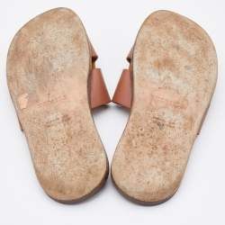 Hermes Brown Leather Izmir Flat Slides Size 42