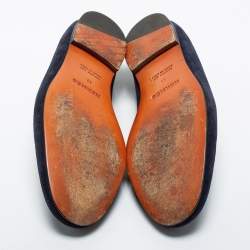 Hermes Navy Blue Suede Milano Smoking Slippers Size 41