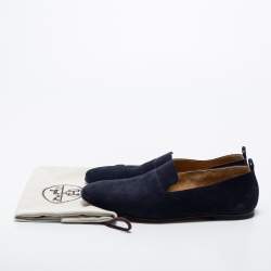 Hermes Navy Blue Suede Milano Smoking Slippers Size 41