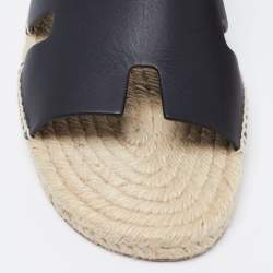 Hermes Black Leather Antigua Sandals Size 46