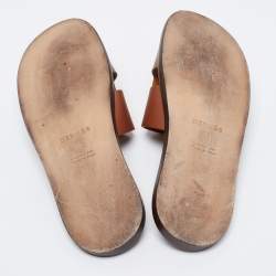 Pre Owned Hermes Brown Leather Izmir Sandals Size 46 