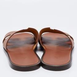 Pre Owned Hermes Brown Leather Izmir Sandals Size 46 