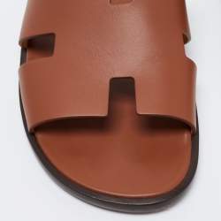 Pre Owned Hermes Brown Leather Izmir Sandals Size 46 