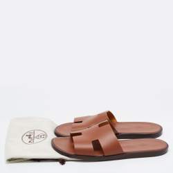 Pre Owned Hermes Brown Leather Izmir Sandals Size 46 