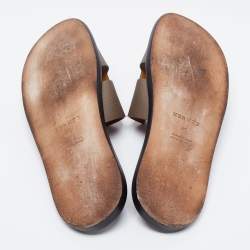 Pre Owned Hermes Brown Leather Izmir Sandals Size 46