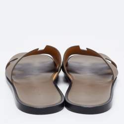 Pre Owned Hermes Brown Leather Izmir Sandals Size 46