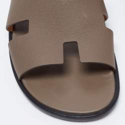 Pre Owned Hermes Brown Leather Izmir Sandals Size 46
