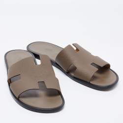 Pre Owned Hermes Brown Leather Izmir Sandals Size 46