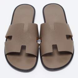 Pre Owned Hermes Brown Leather Izmir Sandals Size 46