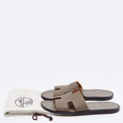 Pre Owned Hermes Brown Leather Izmir Sandals Size 46