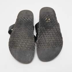 Hermes Black Leather Chypre Sandals Size 43 