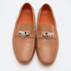 Pre Owned Hermès  Brown Leather Irving Loafers Size 42