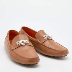 Pre Owned Hermès  Brown Leather Irving Loafers Size 42