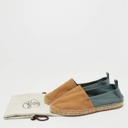 Hermes Beige/Blue Canvas Eusebio Espadrille Flats Size 41