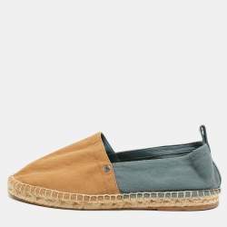 Hermes Beige/Blue Canvas Eusebio Espadrille Flats Size 41